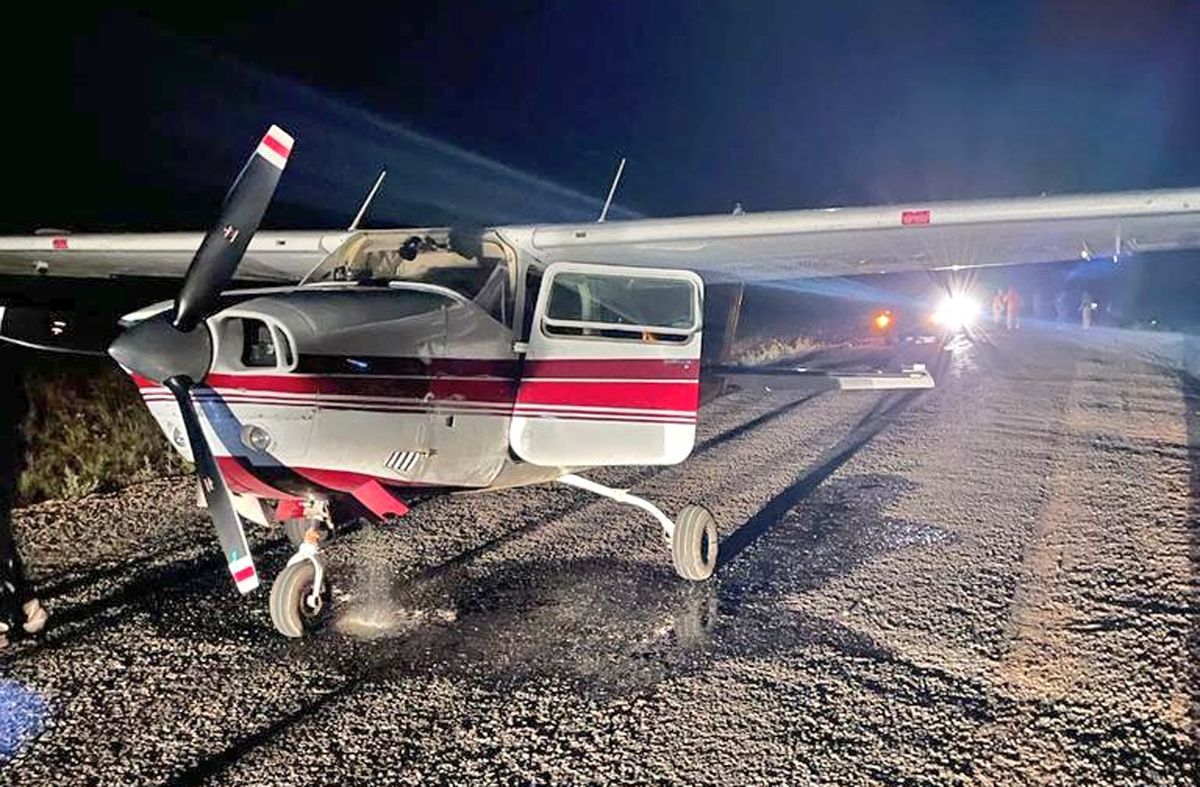 La avioneta interceptada con droga en la madrugada. Foto: Ministerio del Interior.
