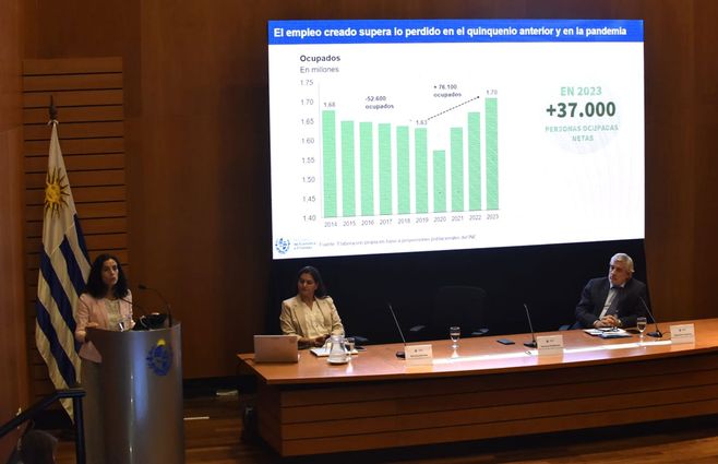 Azucena Arbeleche presenta las cifras de la macroeconomía. Foto: FocoUy.