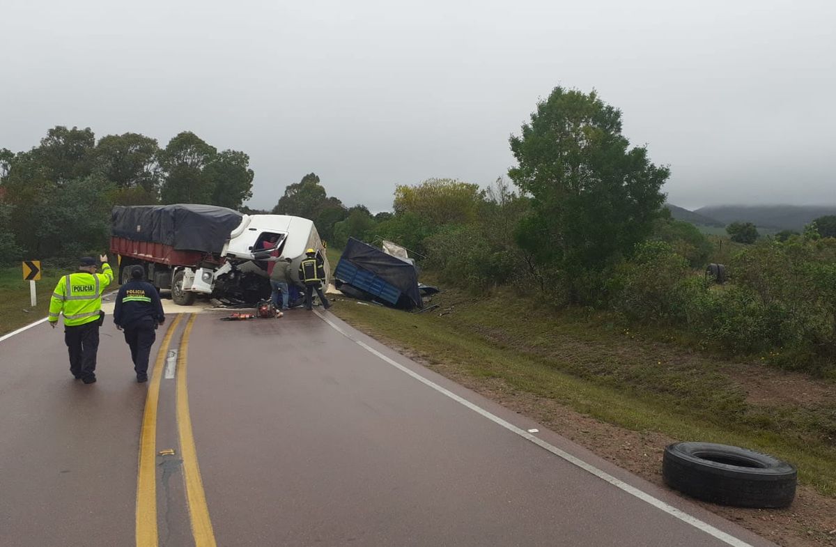 Foto: Policía Caminera. Dos camiones chocaron y uno de los conductores murió.