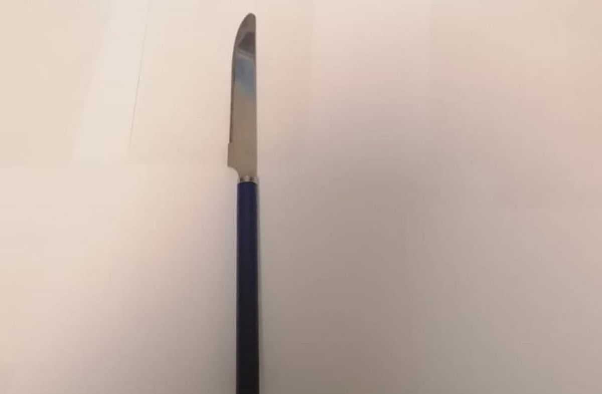 Foto cedida a Subrayado. El cuchillo incautado al delincuente durante su último intento de rapiña. Foto cedida a Subrayado. El cuchillo incautado al delincuente durante su último intento de rapiña.