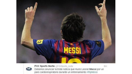 Twitter de Fox Sports anuncia por error la muerte de Messi