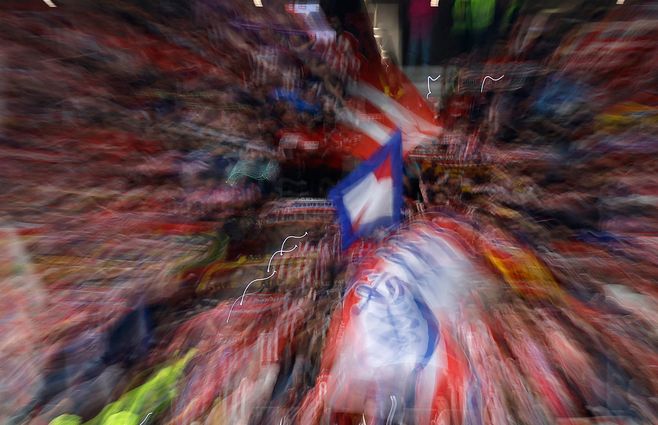 Foto: AFP. Hinchada de Atlético Madrid.