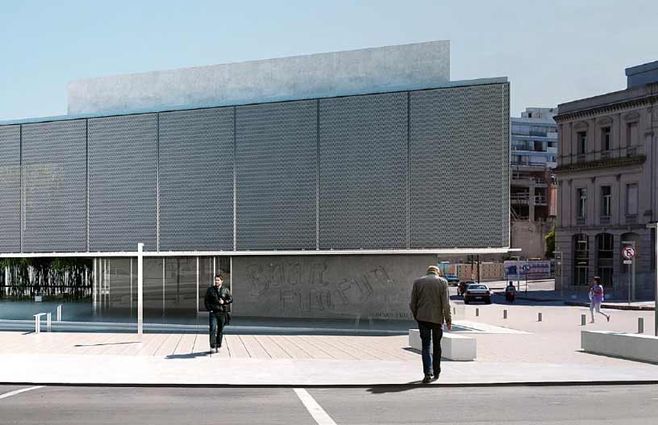 El moderno complejo de la Corporación Andina de Fomento dará cabida a CInemateca Uruguaya. Al lado&nbsp; está el Teatro Solís otra entidad cultural histórica