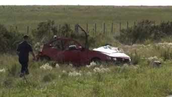 El auto donde iba la familia, en el siniestro de tránsito de Florida. Foto: Emilio Rodríguez, Subrayado.