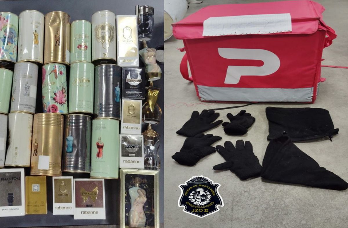 Perfumes y prendas incautados a los detenidos. Perfumes y prendas incautados a los detenidos.