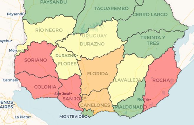 Situación del suministro de energía de UTE, a las 12:00 horas de este domingo. 