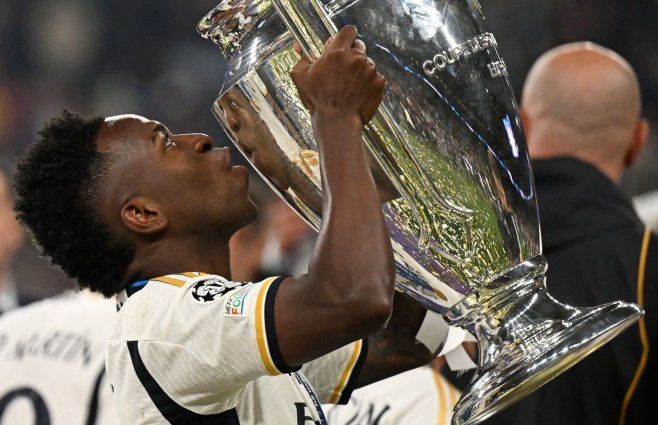 Foto: AFP. Vinícius Juinior, campeón con el Real Madrid este sábado.