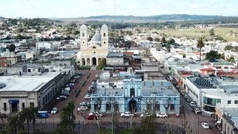Vista aérea de la ciudad de Minas, en Lavalleja.