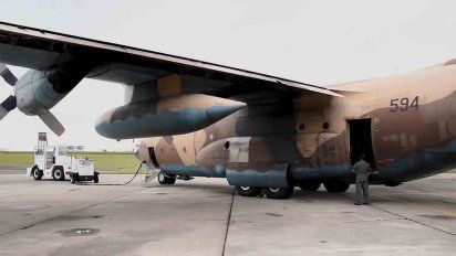 avion hercules viajo a madrid para traer un radar que se instalara en carrasco