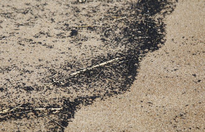 Foto: IDM. Hidrocarburo en la playa de Sauce de Portezuelo.