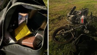 Foto: Ministerio del Interior. Moto incautada y perfumes recuperados.