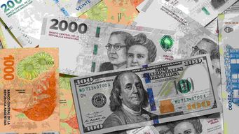 Foto: AFP. Dólar y peso argentino.