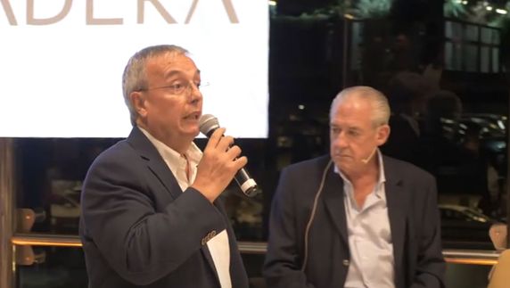 Gustavo Basso y Pablo Carrasco, en una actividad de Conexión Ganadera. Foto: captura de pantalla de video publicado por Conexión Ganadera.