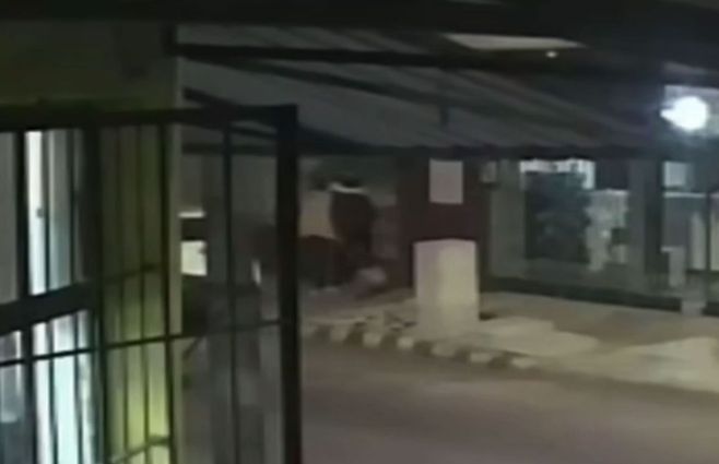 Cámara de seguridad registró la rapiña a la pareja en Tacuarembó.