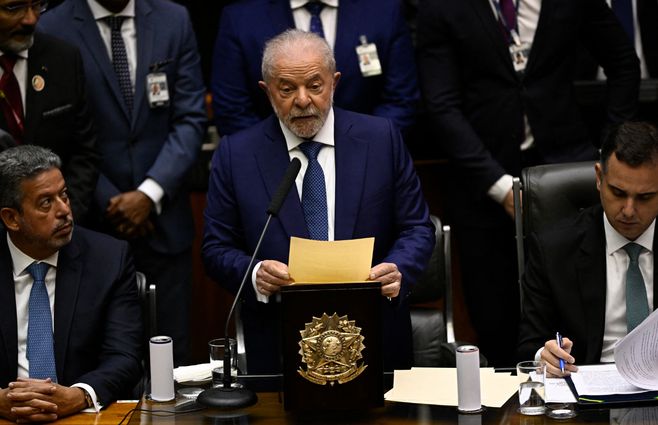Lula en su primer discurso como nuevo presidente de Brasil. AFP.