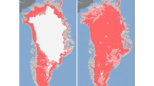 Groenlandia perdió casi totalmente su capa de hielo