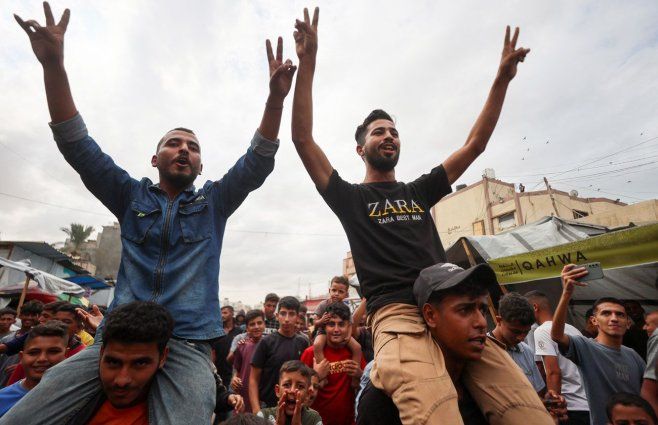 Celebraciones en la Franja de Gaza. Foto: AFP
