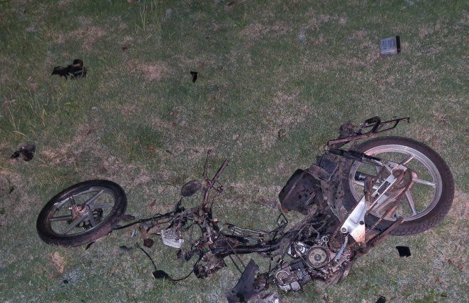 Foto: Policía Caminera. La moto involucrada en el primer accidente de tránsito.
