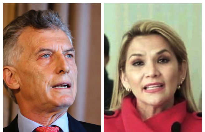 Expresidentes Mauricio Macri y Jeanine Añez.&nbsp;