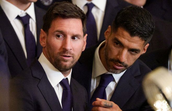 El Inter Miami de Messi visitó a Trump y el presidente elogió a Luis Suárez: Uno de los mejores goleadores de todos los tiempos. Foto: AFP