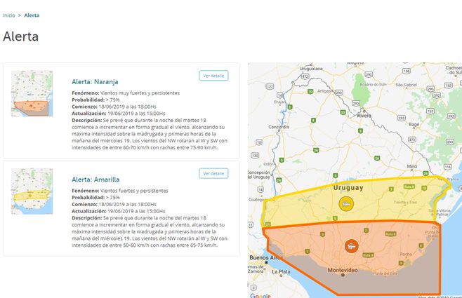 Alerta vigente desde ayer hasta la hora 15 de este miércoles
