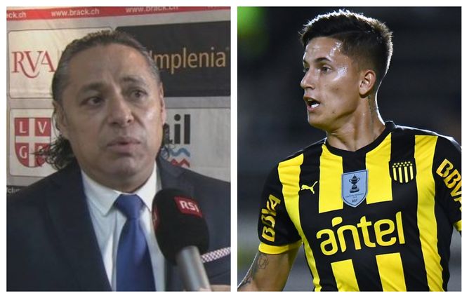 El empresario Pablo Bentancur y el jugador Brian Paul Rodríguez.&nbsp;