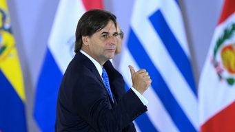 Lacalle Pou en Brasilia. AFP.