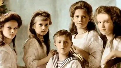 Foto coloreada de los niños Romanov.